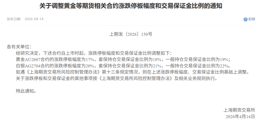 广期所：将于今日结算时起调整碳酸锂期货合约涨跌停板幅度和交易保证金标准